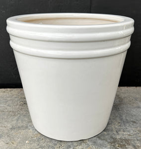 Ceramic V Double Rim Planter White