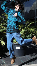 Load image into Gallery viewer, Mandala – Teal/Black Tie-Dye Hoodie
